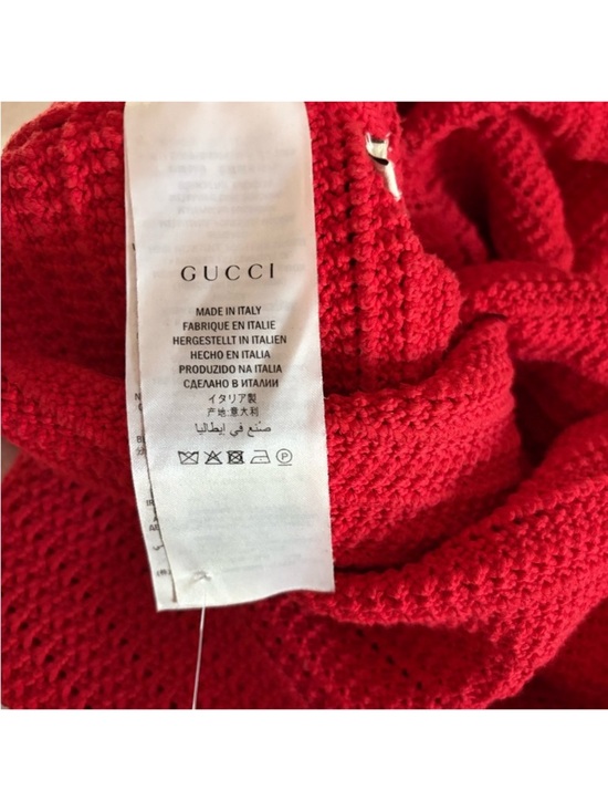 Gucci Red Knit Girls' Dress with Black-and-Cream Trim - Picture 4 of 4
